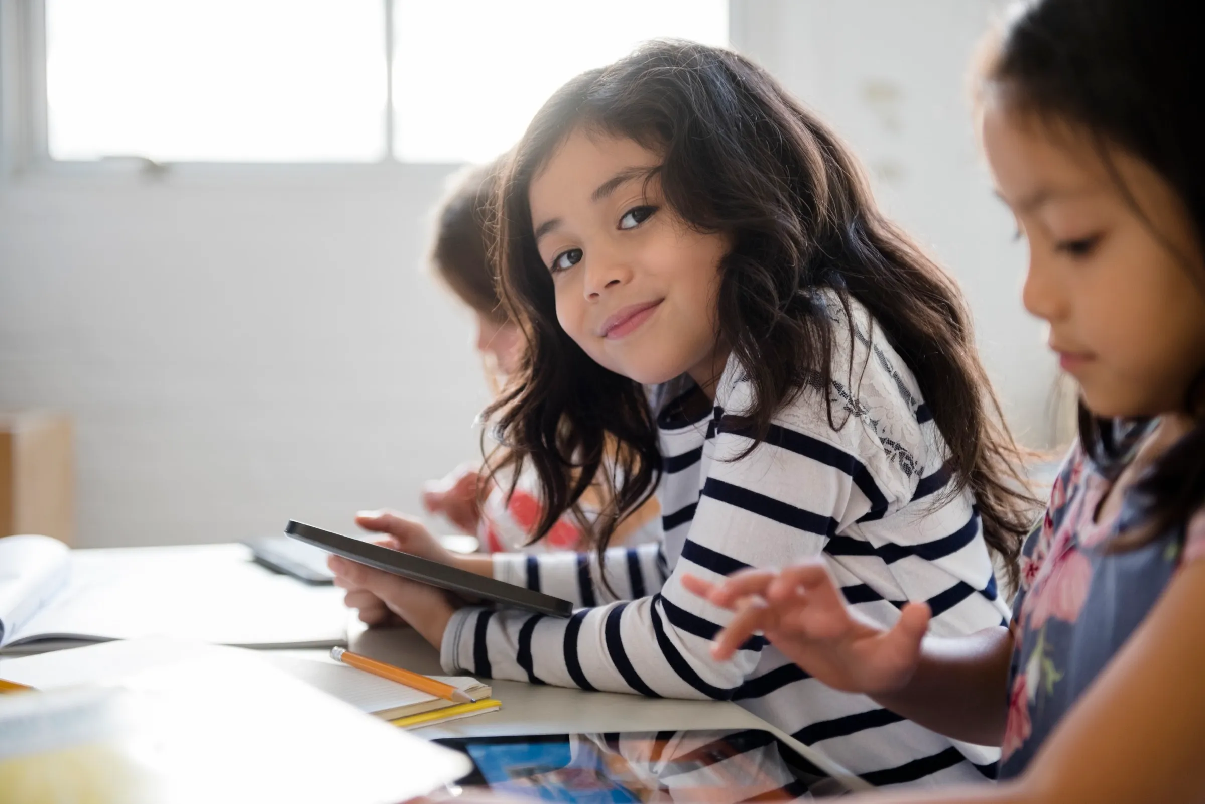 Cute girl in classroom